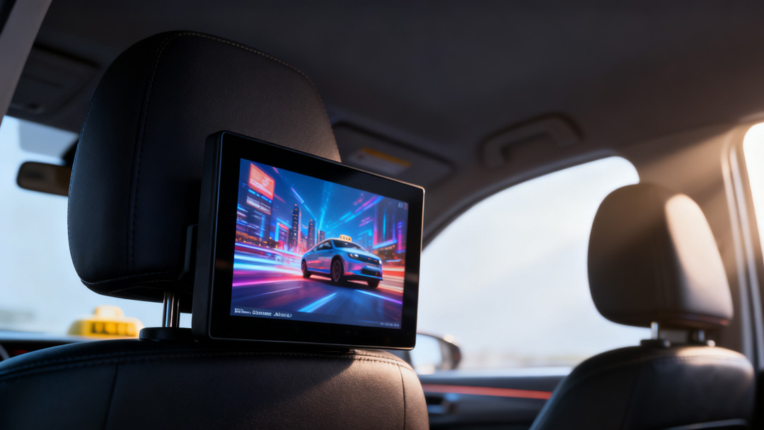 Remote Managed (CMS) LCD Ads for Taxis Anúncios LCD gerenciados remotamente (CMS) para táxis