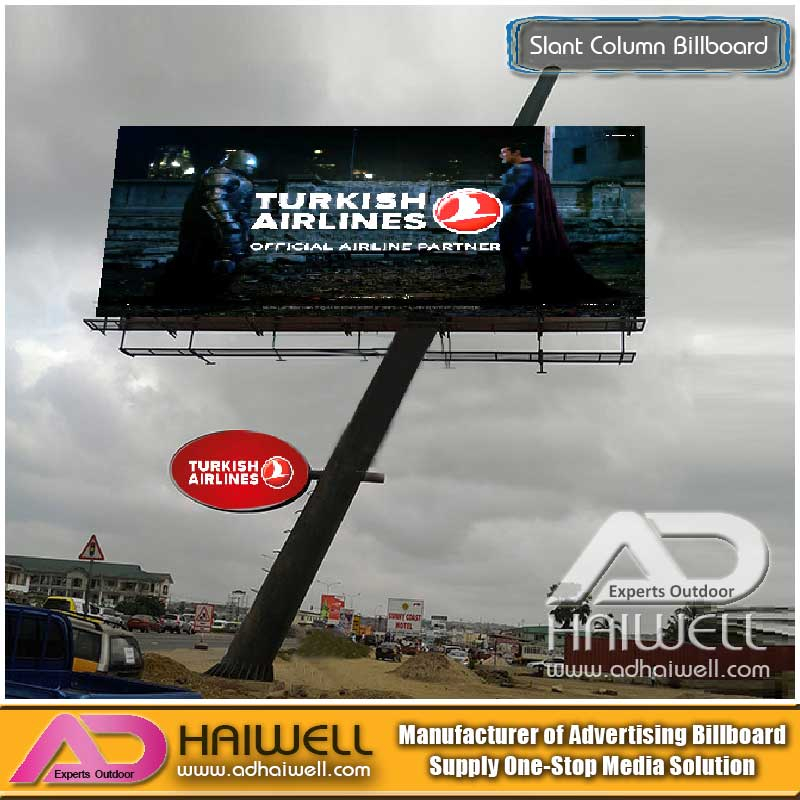 Outdoor Slant Shape Billboard Flex Banner construção para venda