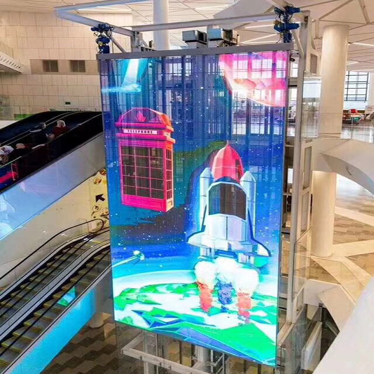 Grande Display LED Transparente no Shopping Arcade