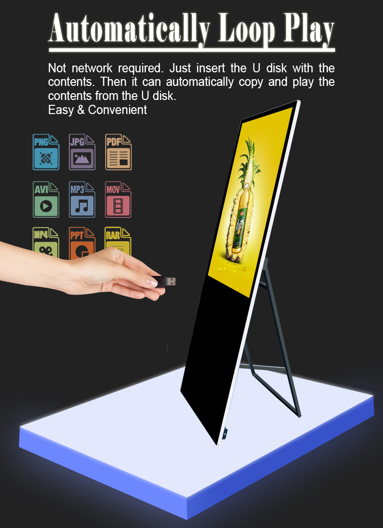 Meios de Comunicação Ultrathin Poster Digital Portátil Display LCD (3)