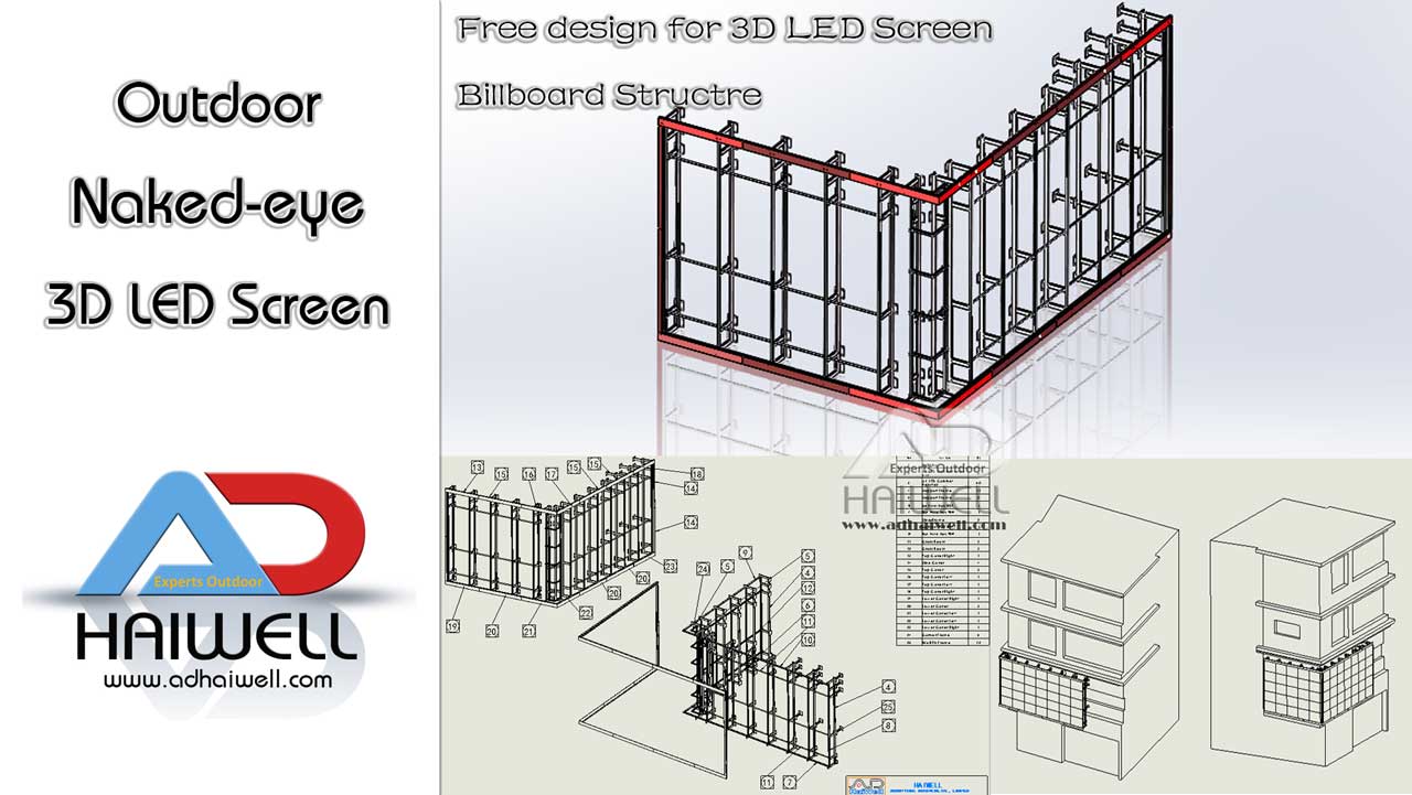 Design gratuito para estrutura de outdoor LED 3D a olho nu
