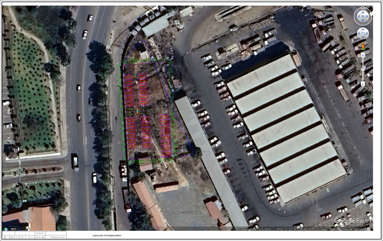 Plano de Layout da Esta&ccedil;&atilde;o de Carregamento de EV