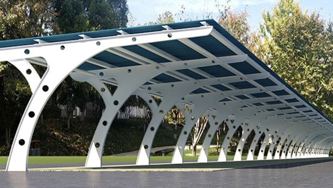 Carport solar unidirecional de uma coluna única