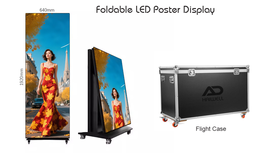 Estação de voo de exibição de cartaz led dobrável