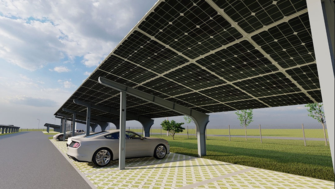 Shader de carro solar unidirecional de coluna dupla