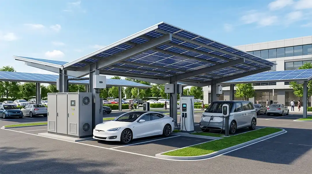 O que é uma garagem solar? O guia definitivo para integração de energia fotovoltaica, armazenamento e carregamento de veículos elétricos