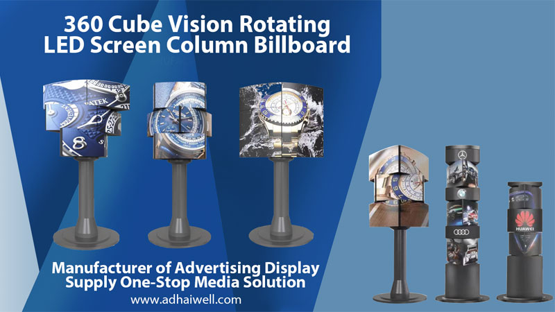 Impulsione seus negócios com o display LED giratório 360 Cube Vision