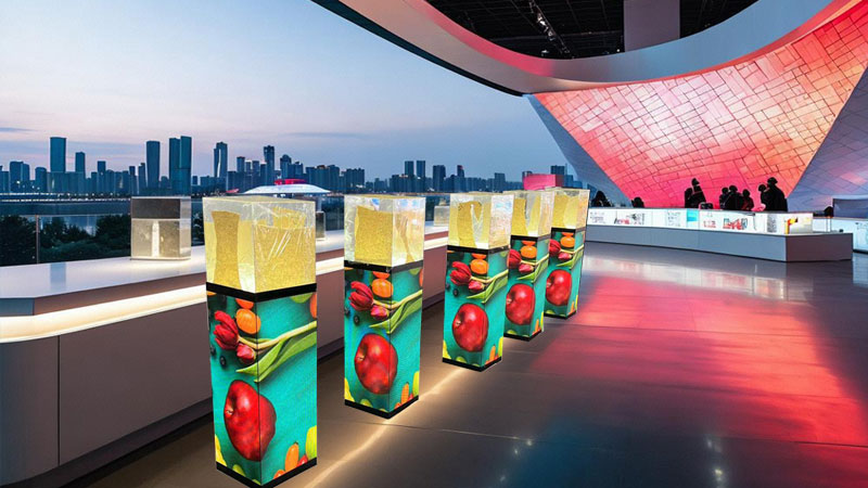 Revelando o futuro do visual merchandising: vitrines com pedestal de display LED 3D da Adhaiwell