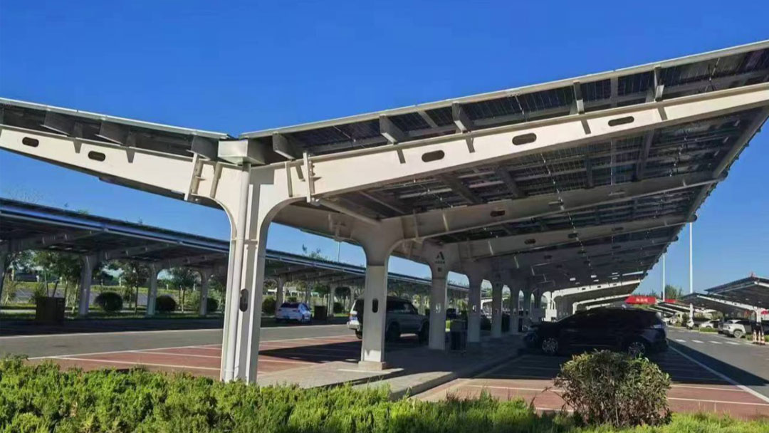 Canopy solar bidirecional de uma coluna única