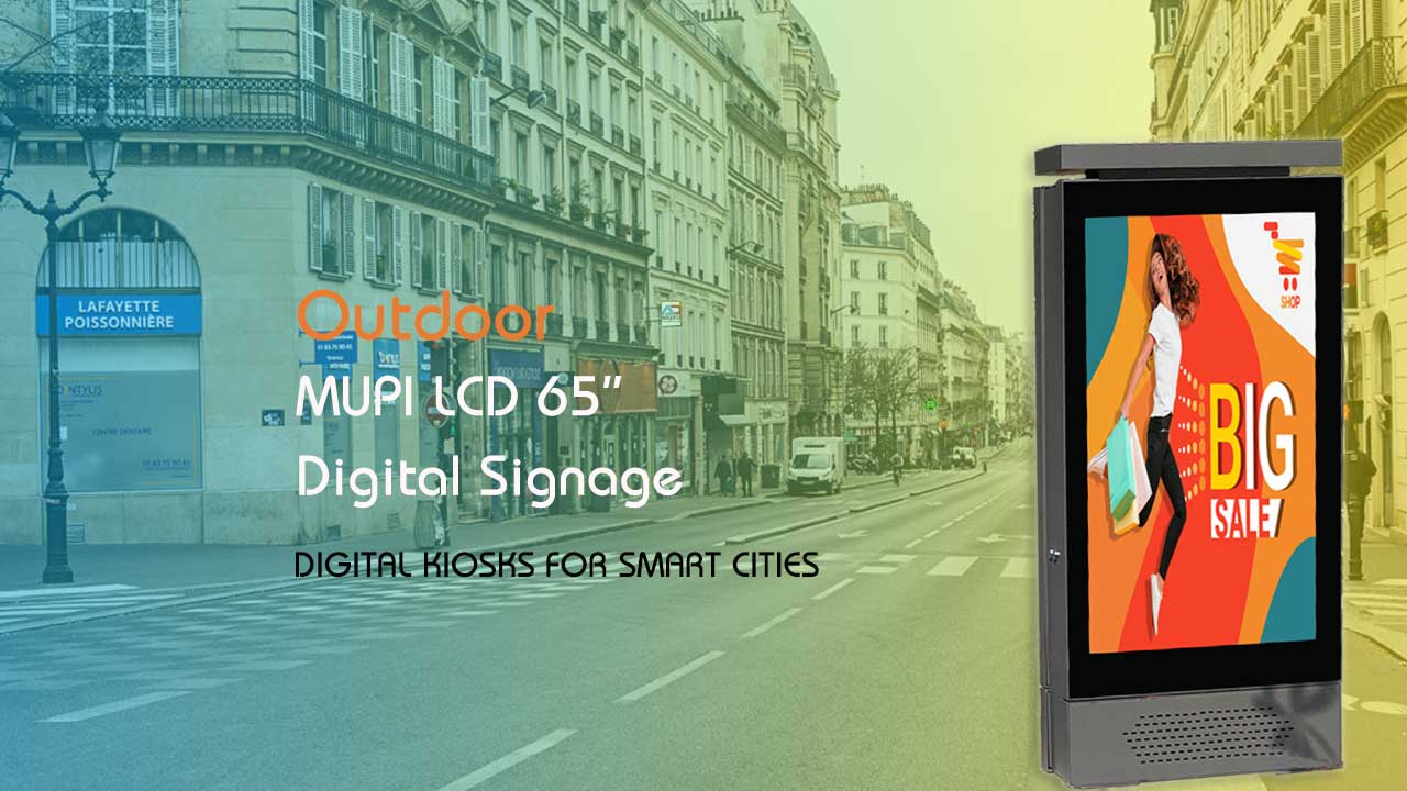 Sinalização digital Mupi LCD externa