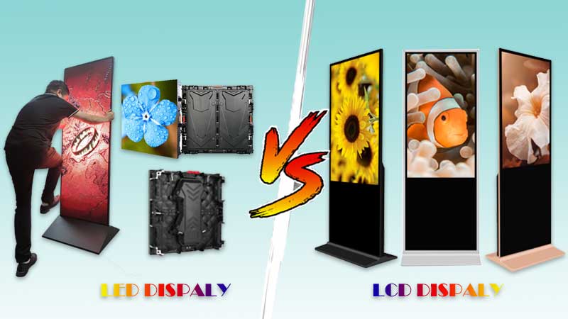 Display comercial - sinalização digital - diferença entre display LCD e LED